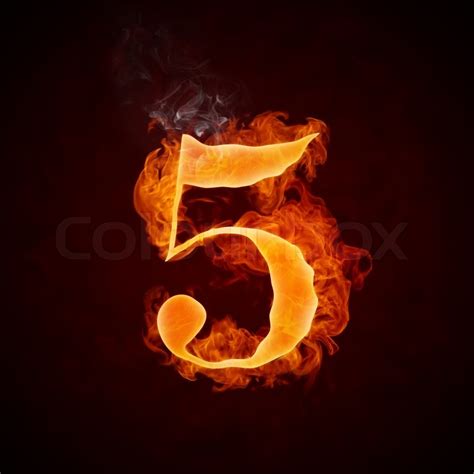 Fire Number 5 Isolated On Black Background Stock Photo Colourbox