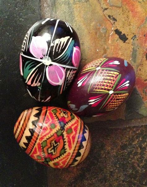 Vintage Hand Painted Wooden Eggs Easter Eggs By Irinasstudio 2000