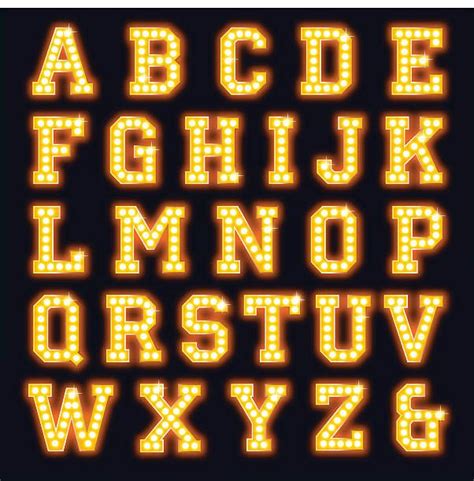 Light Bulb Show Font Vector Art Illustration Game Ui Fonts Alphabet