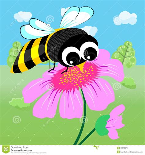 Bee On Flower Stock Vector Illustration Of Pattern