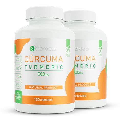 Kit C Rcuma Turmeric Mg Bioroots Vegana C Psulas Edin