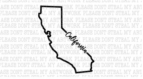 California Cursive Outline Digital File Transparent Png Bonus Etsy