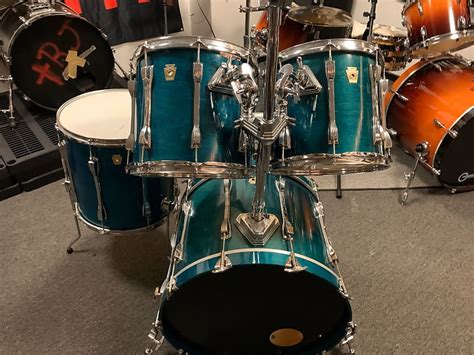 Ludwig Classic Maple 90s Teal 4 Pc Drums Power Set Usa