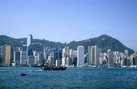 Hong Kong Island Von Kowloon Aus Gesehen Bild Vom Dia Aufnahme April