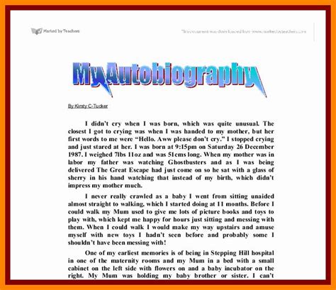 Autobiography Template For Elementary Students Beautiful Biography