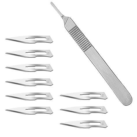 Buy 10 Pcs 11 Surgical Blades With 3 Scalpel Handle Medical Dental