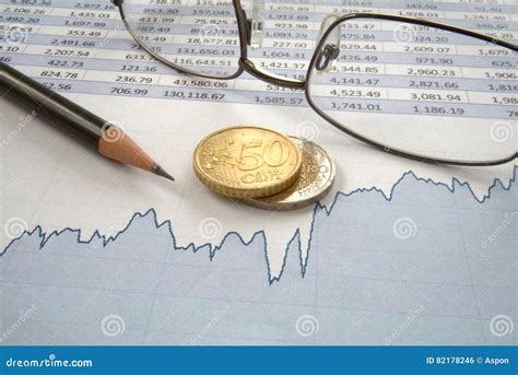 Euro Coins And Line Chart Stock Photo Image Of Bank 82178246