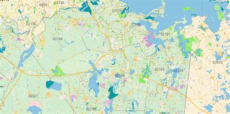 Boston Massachusetts Us Map Vector Exact City Plan High Detailed Street