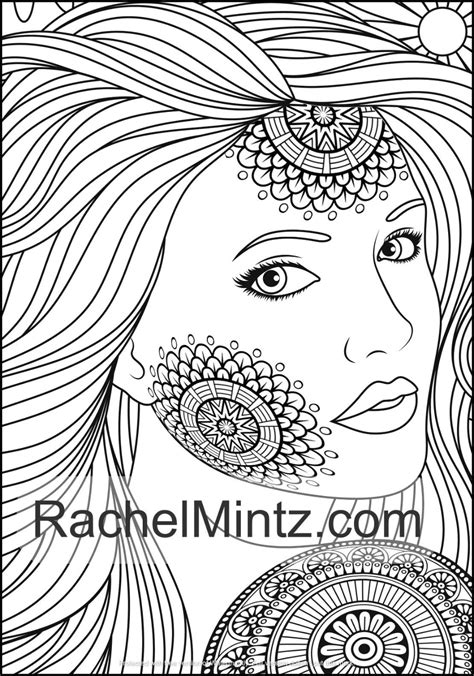 Mandala Women Coloring Book Digital Format Rachel Mintz Coloring