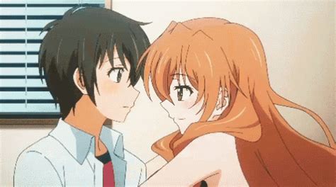 Cute Anime Kissing GIF