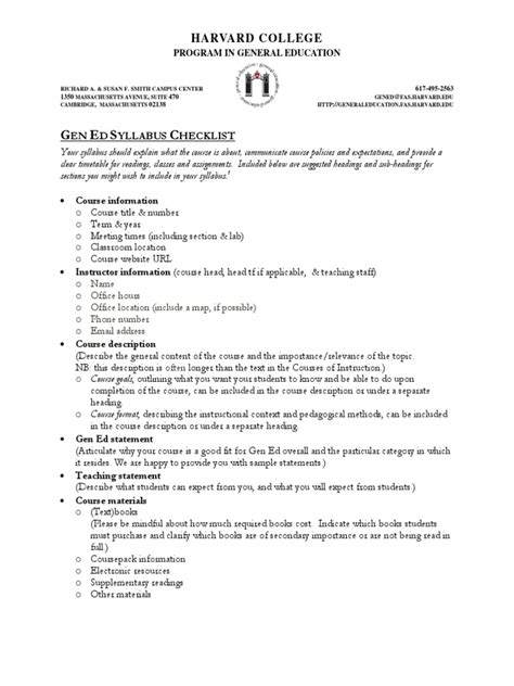 Syl Lab Us Checklist Pdf Syllabus Academic Integrity