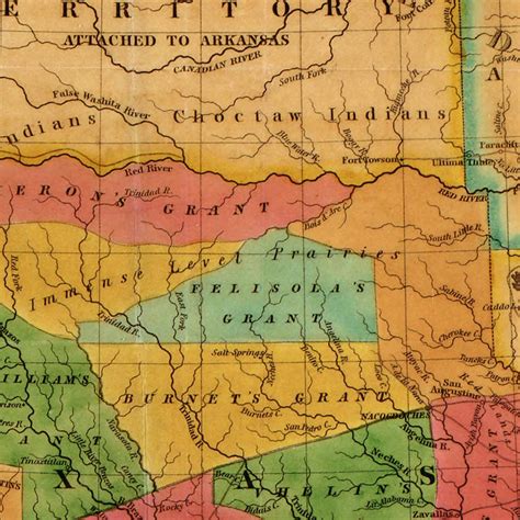 1835 Texas Indian Territory And Mexican States Wall Map Franklin Mint