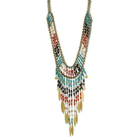Native American Beaded Bib Necklace | Beaded bib necklace, Long beaded necklace, Fringe necklace