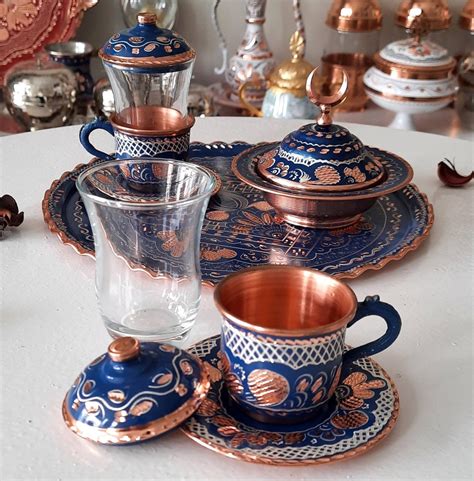 Turkish Tea Set Copper Copper Tea Cups Expresso Cups Etsy