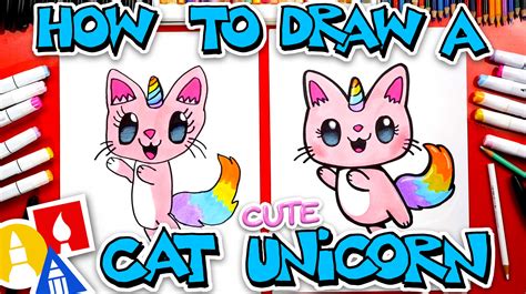 How To Draw A Cute Cat Unicorn Art For Kids Hub