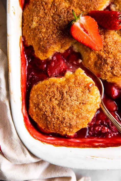 Strawberry Cobbler With Buttermilk Biscuits Savory Nothings