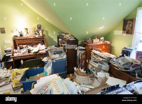 Hoarders Messy Home Office Usa Stock Photo Alamy