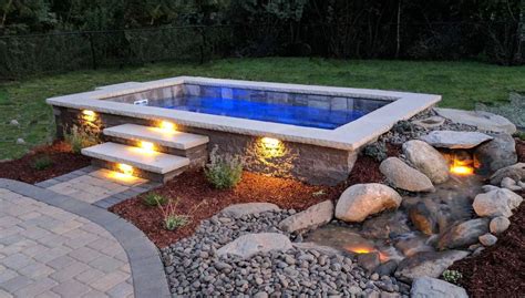 Envision Yourself Taking A Dip In This Relaxing Warm Salt Water Plunge Pool On A Cool Night