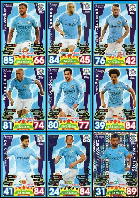 Match Attax 201718 Manchester City Full 18 Card Team Set 1718 Amazon