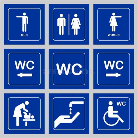 Wc Toilet Door Plate Icon Set Men And Women Wc Sign For Restroom