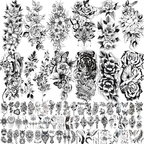Buy 72 Sheets Temporary Tattoos For Women Including 12 Sheets Large Sexy Flowers Fake Tattoos