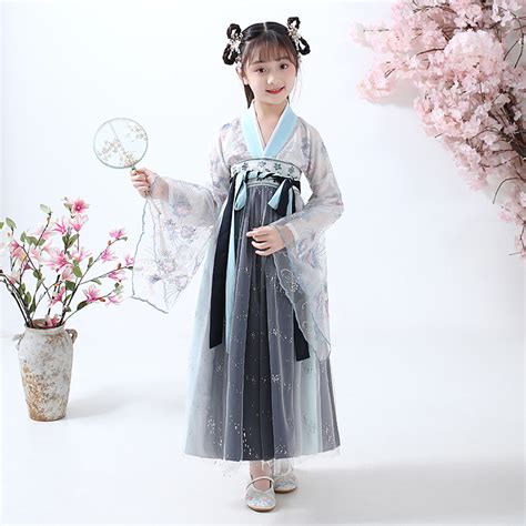Childrens Chinese Hanfu Girls Ancient Dress Little Girls Elegant