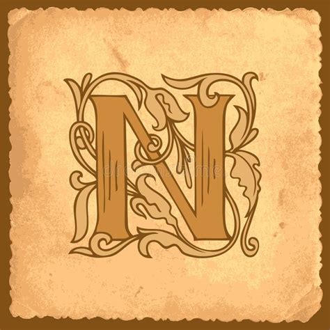 Vintage Initial Letter N With Baroque Decorations Stock Vector Illustration Of Letter