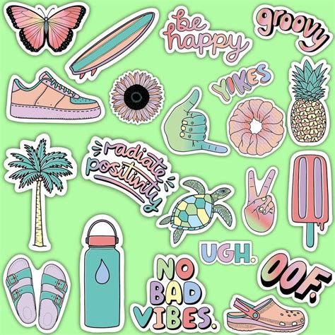 Aesthetic Random Sticker Pack Y2k Stickers VSCO Stickers Etsy