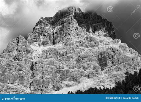 Mount Pelmo Black And White Shot Italian Dolomiti Park Stock Photo