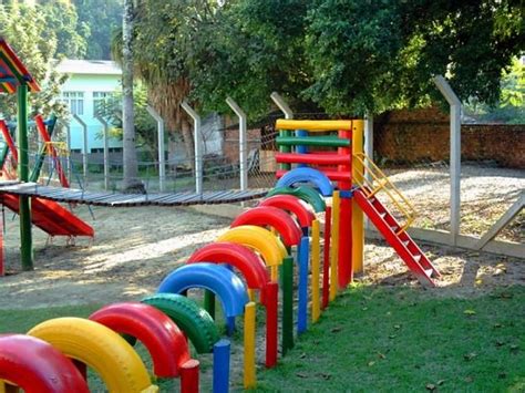 Túnel Colorido Feito Com Pneus Parque De Pneu Ideias De Playground