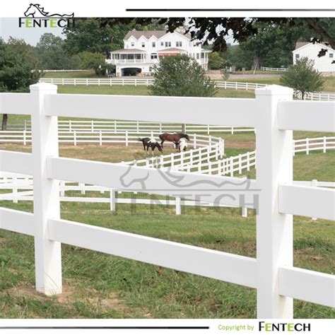 3 Rail Plastic Cheap Horse Vinyl Fence With 5 Fence Post And Flat