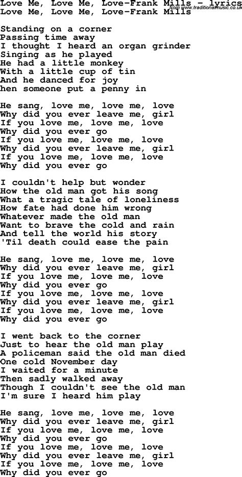 Love Song Lyrics Forlove Me Love Me Love Frank Mills