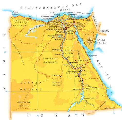 Egjipt Harta Gjeografike E Egjiptit Shqipëria Express