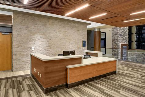 Saint Anthonys North Hospital Wood Paneling Wood Ceiling Reception