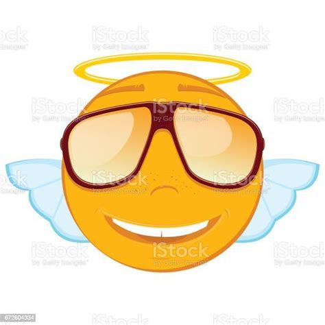 Cute Angel Emoticon In A Sunglasses On White Background Vector