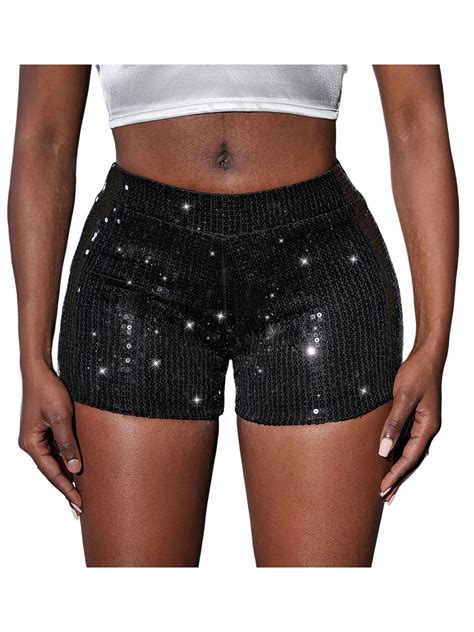 multitrust women hot shorts slim fit casual elastic shiny sequins summer skinny shorts nightclub