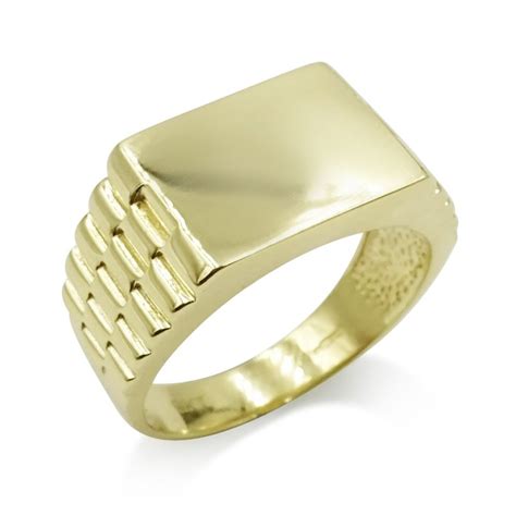 9ct Gold Signet Ring Mens Rectangle Gold Collections