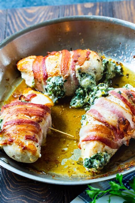 Bacon Wrapped Spinach And Feta Stuffed Chicken Spicy Southern Kitchen
