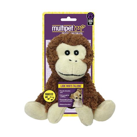 Multipet Look Whos Talking Plush Monkey Dog Toy