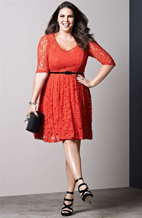 City Chic Belted Lace Fit And Flare Dress Plus Size Nordstrom Мода для полных Модели Мода