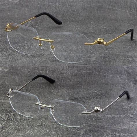 new metal classic leopard series rimless optical reading frames square eyeglasses 18k gold frame