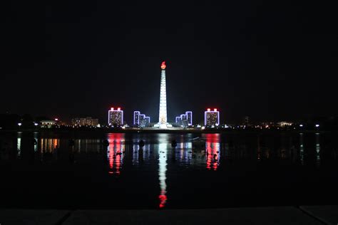 Juche Tower At Night In Pyongyang North Korea Taken During Flickr