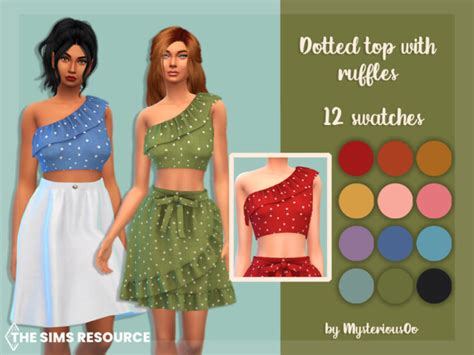 Dotted Top With Ruffles By Mysteriousoo At Tsr Sims 4 Updates
