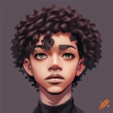 Anime Character With Black Curly Hair On Craiyon