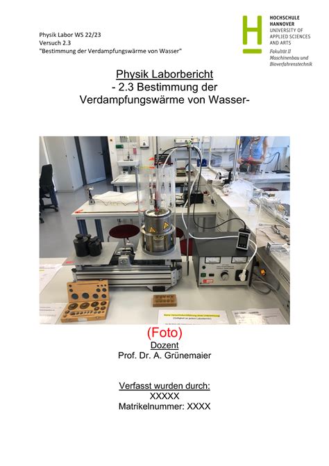 Studocu Laborbericht Verdampfungsw Rme Versuch