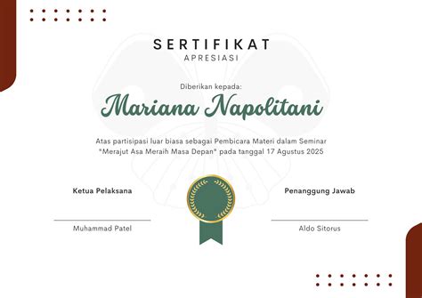 10 Contoh Sertifikat Seminar Untuk Pemateri And Cara Buatnya