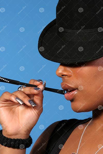 Woman With Cigarette Holder Stock Image Image Of Alluring Nails 1860363