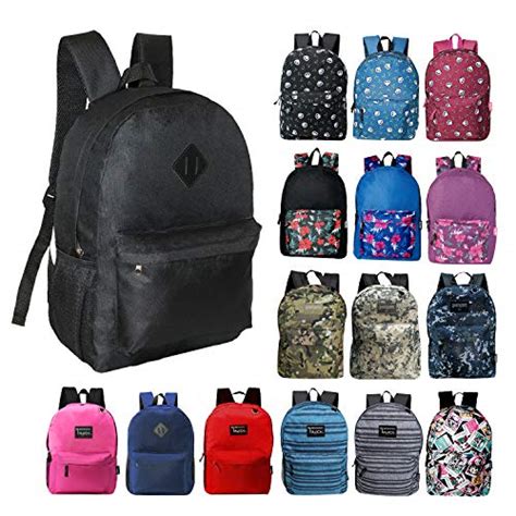 24 Pack 17 Inch Bulk Backpacks In Assorted Colors With 50 Piece