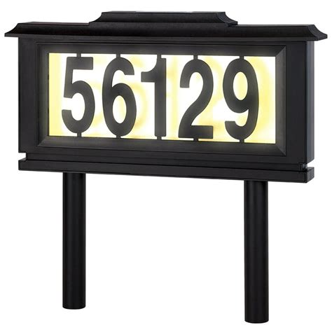 Solar Address Sign Black Lighted House Number Address Plaque Outdoor