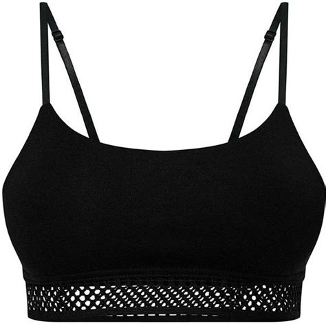 Black Mix And Match Fishnet Trim Bra Liked On Polyvore Featuring